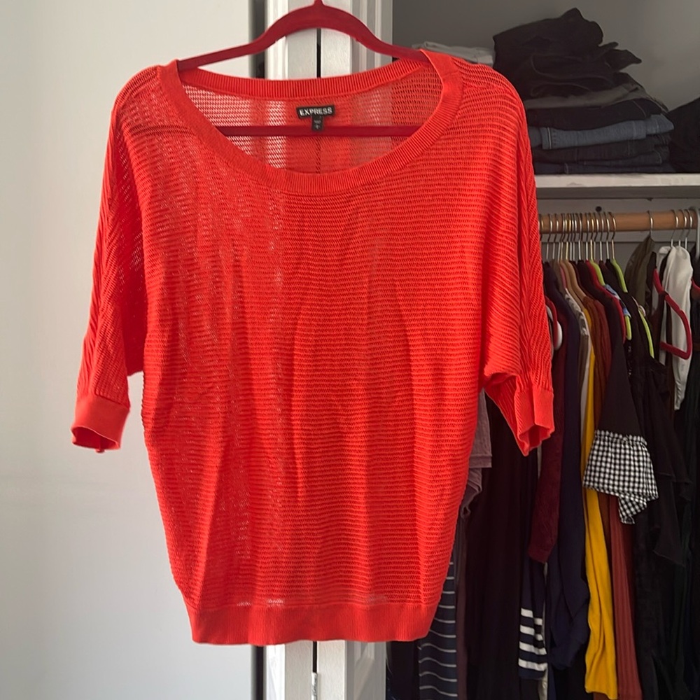 Express dorman shirt- vibrant orange red